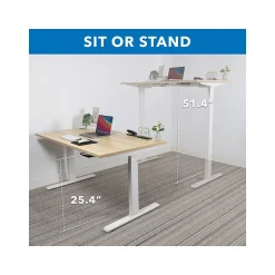 Mount-It! Ultimate 55"W Electric Rectangular Adjustable Standing Desk, Maple/White (MI-18077)
