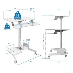 Mount-It! 28"W Adjustable Steel Standing Desk, White (MI-7979W)