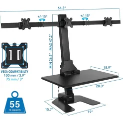 Mount-It! 28"W Adjustable Triple Monitor Mount, Black (MI-7983)