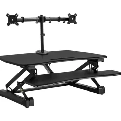 Mount-It! 35"W Electric Adjustable Standing Desk Converter with Dual Monitor Mount and USB Charging Port, Black (MI-8053)