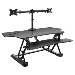 Mount-It! 47"W Electric Adjustable Standing Desk Converter with Dual Monitor Mount and USB Charging Port, Black (MI-8054)