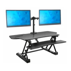 Mount-It! 47"W Electric Adjustable Standing Desk Converter with Dual Monitor Mount and USB Charging Port, Black (MI-8054)