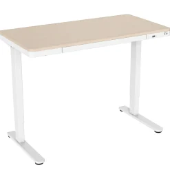 Mount-It! 47"W Electric Adjustable Standing Desk, Maple/White (MI-15004)