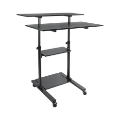 Mount-lt! 37"-55" Adjustable Monitor Rolling Stand up Desk, Black (MI-7970B)