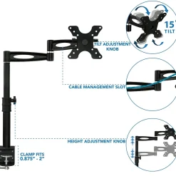 Mount-lt! Adjustable Monitor Arm, Up to 30", Black (MI-705)
