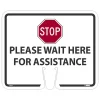 National Marker Cone Top, "Please Wait Here for Assistance," 10.38" x 12.63", White (CS31)