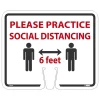 National Marker Cone Top, "Please Practice Social Distancing," 10.38" x 12.63", White (CS29)