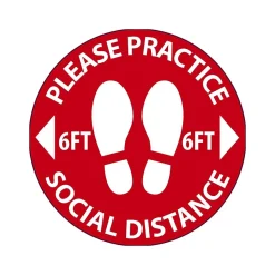 National Marker Projector Lens, "Please Practice Social Distancing," 2.5" x 2.5", Red/White (VSPL7)