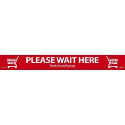 National Marker TexWalk® Floor Decal, "Please Wait Here," 2.25" x 20", Red/White, 10 (WFS80TX10)