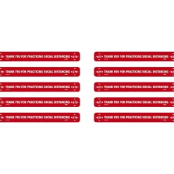 National Marker Walk-On™ Floor Decal, "Thank You for Practicing Social Distancing," 2.25" x 20", Red/White, 10 (WFS78RD10)