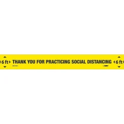 National Marker Walk-On™ Floor Decal, "Thank You for Practicing Social Distancing," 2.25" x 20", Yellow/Black (WFS78YL)