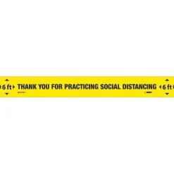 National Marker Walk-On™ Floor Decal, "Thank You for Practicing Social Distancing," 2.25" x 20", Yellow/Black, 10 (WFS78YL10)