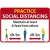 National Marker Wall Sign, "Practice Social Distancing," Aluminum, 10" x 14", Red/White/Yellow (M620AB)