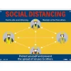 National Marker Wall Sign, "Social Distancing," Aluminum, 10" x 14", Yellow/Blue (M617AB)