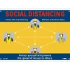 National Marker Wall Sign, "Social Distancing," Plastic, 10" x 14", Yellow/Blue (M617RB)