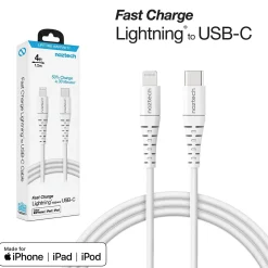 Naztech 14138 4 ft. Fast Charge MFi Lightning to USB-C Cable, White