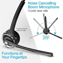 Naztech Wireless Noise Canceling Bluetooth On Ear Headset, Black (15183)