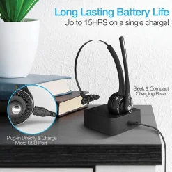 Naztech Wireless Noise Canceling Bluetooth On Ear Headset, Black (15183)