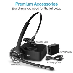 Naztech Wireless Noise Canceling Bluetooth On Ear Headset, Black (15183)