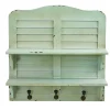 Nearly Natural 2-Shelf 20" Vintage Window Shutter Shelving with Hooks Wall Decor, Green (7034)