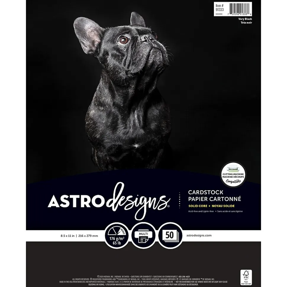 Neenah Paper Creative Collection 65 lb. Cardstock Paper, 8.5" x 11", Black, 50 Sheets/Ream (91333-01)
