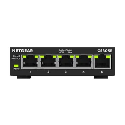 Netgear 300 Series Plus 5-Port Gigabit Ethernet Managed Switch, Black (GS305E-100NAS)