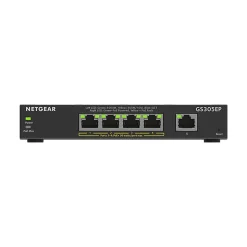 Netgear Plus 5-Port Gigabit Ethernet Managed Switch, 10/100/1000 Mbps, Black (GS305EP-100NAS)