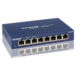 Netgear ProSAFE 8-Port Gigabit Ethernet Unmanaged Switch, 10/100 Mbps, Blue (GS108-400NAS)