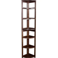 Niche Flip Flop 5 Shelf 67"H Corner Folding Bookcase, Mocha Walnut (FFC6712MW)