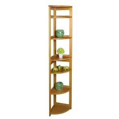 Niche Flip Flop 5 Shelf 67"H Corner Folding Bookcase, Medium Oak (FFC6712MO)