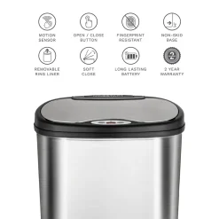 Nine Stars 13.2 Gallon Stainless Steel Motion Sensor Recycle Trash Can (DZT-50-13R)