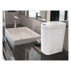 Nine Stars Plastic Sensor Trash Can, White, 1.85 gal. (DZT-7-2s)