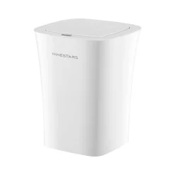 Nine Stars Plastic Sensor Trash Can, 2.6-Gallon, White (DZT-10-11)