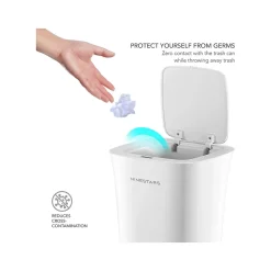 Nine Stars Plastic Sensor Trash Can, 2.6-Gallon, White (DZT-10-11)