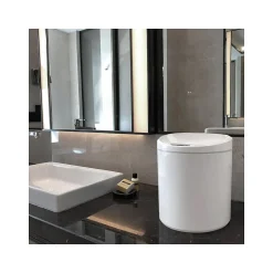 Nine Stars Plastic Sensor Trash Can, 2.6-Gallon, White (DZT-10-29)
