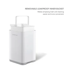 Nine Stars Plastic Sensor Trash Can, 2.6-Gallon, White (DZT-10-35)