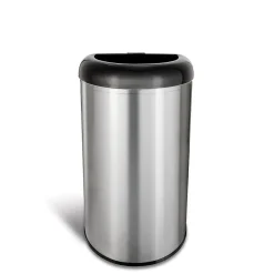 Nine Stars Stainless Steel Trash Can, 13.2 Gal., Black (OTT-50-19BK)
