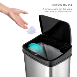 Nine Stars Stainless Steel Motion Sensor Trash Can, 13.2 Gal. (DZT-50-28)