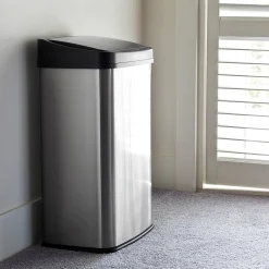 Nine Stars Stainless Steel Motion Sensor Trash Can, 13.2 Gal. (DZT-50-28)