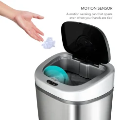 Nine Stars Stainless Steel Motion Sensor Trash Can, 21.1 Gallon (DZT-80-4)