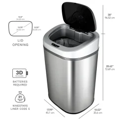 Nine Stars Stainless Steel Motion Sensor Trash Can, 21.1 Gallon (DZT-80-4)