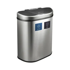 Nine Stars Stainless Steel Dual-Compartment Motion Sensor Trash Can, 18.5-Gallon, Silver (DZT-70-R3)
