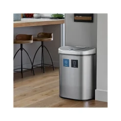 Nine Stars Stainless Steel Dual-Compartment Motion Sensor Trash Can, 18.5-Gallon, Silver (DZT-70-R3)
