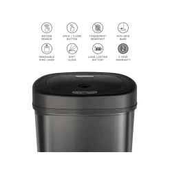 Nine Stars Stainless Steel Sensor Trash Can, 13.2-Gallon, Black (DZT-50-9BK)