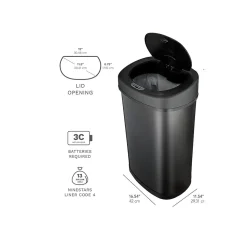 Nine Stars Stainless Steel Sensor Trash Can, 13.2-Gallon, Black (DZT-50-9BK)