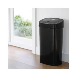 Nine Stars Stainless Steel Sensor Trash Can, 13.2-Gallon, Black (DZT-50-9BK)