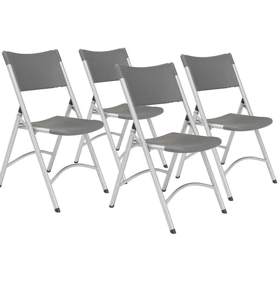 NPS 600 Series Heavy Duty Plastic Folding Chair, Charcoal Slate, 4 Pack (620/4)