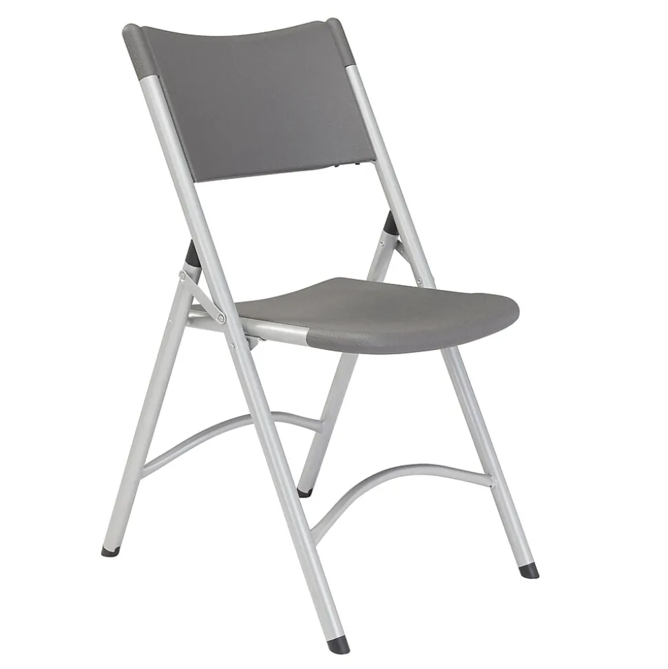 NPS 600 Series Heavy Duty Plastic Folding Chair, Charcoal Slate, 4 Pack (620/4)