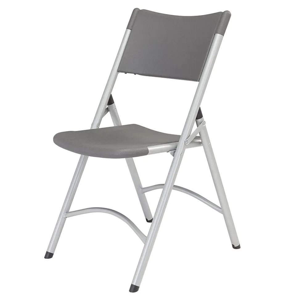 NPS 600 Series Heavy Duty Plastic Folding Chair, Charcoal Slate, 4 Pack (620/4)