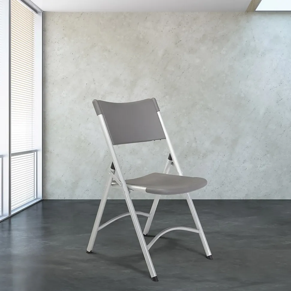 NPS 600 Series Heavy Duty Plastic Folding Chair, Charcoal Slate, 4 Pack (620/4)